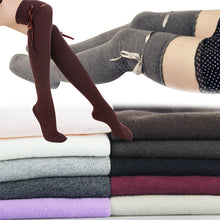 New Fashion Long Cotton Bowknot Stockings Thigh High Over The Knee Socks For Girls Women PY6