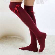 New Fashion Long Cotton Bowknot Stockings Thigh High Over The Knee Socks For Girls Women PY6