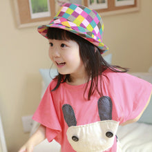 New Fashion Multicolors Plaid Boy Girl Jazz Hat Striped Topper Cool Fedora Curly Brim Baby Kids Cap Unisex