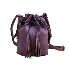 New Fashion PU Leather Women Shoulder Bag Mini Drawstring Tassels Button Bucket Bag Adjustable Vintage Casual Crossbody Bag