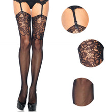 New Fashion Sexy Women Stockings Fishnet Lace Top Tights Hollow out Night Tights Pantyhose With Garter Belts Black
