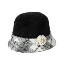 New Fashion Women Fedora Hat Faux Rabbit Fur Bucket Top Hat Pearl Diamond Contrast Derby Hat Felt Hats Warm Cap Headwear
