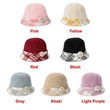 New Fashion Women Fedora Hat Faux Rabbit Fur Bucket Top Hat Pearl Diamond Contrast Derby Hat Felt Hats Warm Cap Headwear