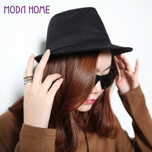 Women Men Hat Curly Floppy Brim British Jazz Hip-Hop Fedora Hat Cap Unisex Black chapeu