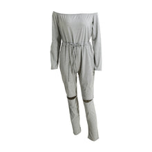 Womens Playsuits Off The Shoulder Slash Neck Casual Bodysuit Elastic Waist Cutout Club Playsuit Rompers