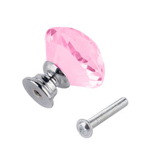10pcs Pink Diamond Shape Crystal Cabinet Knob Cupboard Drawer Pull Handle 74833