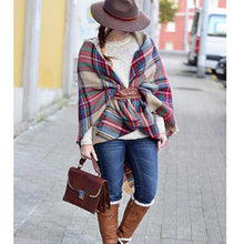 New Women Blanket Oversized Tartan Plaid Scarf Wrap Shawl Poncho Jacket Coat Stole