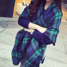 New Women Blanket Oversized Tartan Plaid Scarf Wrap Shawl Poncho Jacket Coat Stole