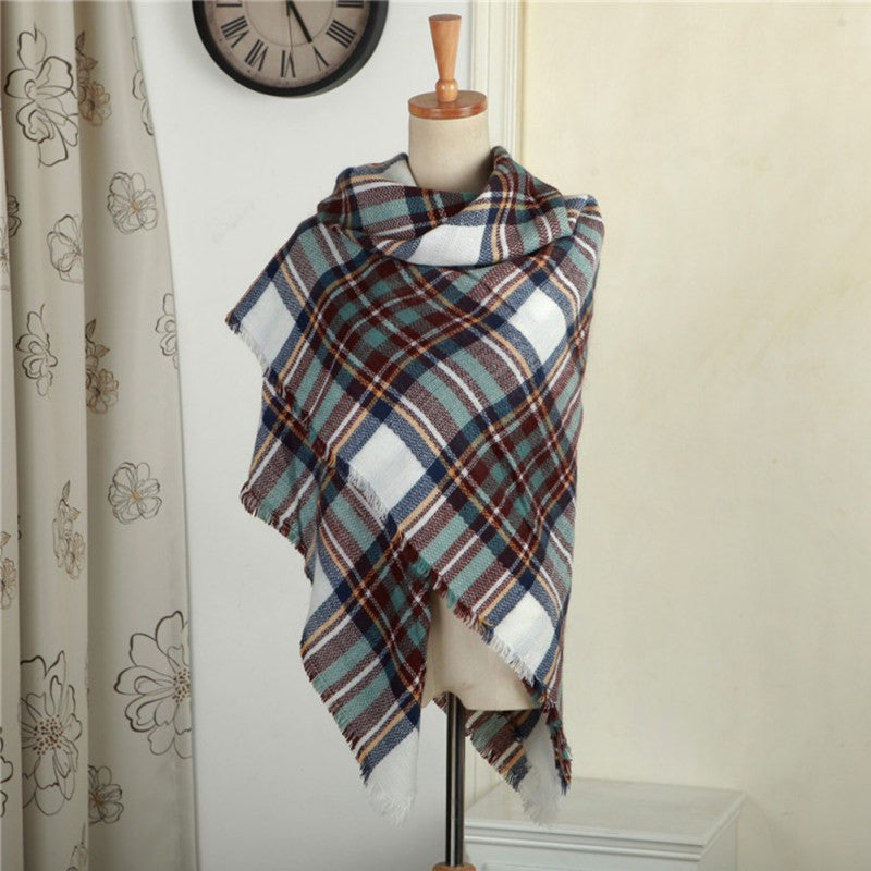New Women Blanket Oversized Tartan Plaid Scarf Wrap Shawl Poncho Jacket Coat Stole