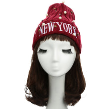 Unisex Casual Beanie for Women Men Hat Letter Embroidery Pearl Warm Hip-Hop Cool Knitted Cap Headwear