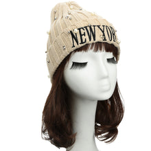 Unisex Casual Beanie for Women Men Hat Letter Embroidery Pearl Warm Hip-Hop Cool Knitted Cap Headwear
