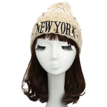 Unisex Casual Beanie for Women Men Hat Letter Embroidery Pearl Warm Hip-Hop Cool Knitted Cap Headwear