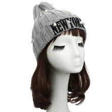 Unisex Casual Beanie for Women Men Hat Letter Embroidery Pearl Warm Hip-Hop Cool Knitted Cap Headwear