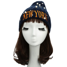 Unisex Casual Beanie for Women Men Hat Letter Embroidery Pearl Warm Hip-Hop Cool Knitted Cap Headwear