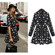 Vintage Women Stars Print Dresses vestido casual Printed Girls Long Sleeve Basic Dress Elastic Waist Vestidos