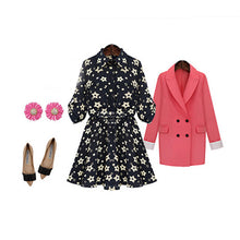Vintage Women Stars Print Dresses vestido casual Printed Girls Long Sleeve Basic Dress Elastic Waist Vestidos