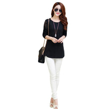 O-Neck Long Sleeve Women T-shirt Lace Hollow Out Irregular Hem Women Tops Base Tee Blusas Plus Size Black/Dark Gray