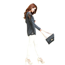O-Neck Long Sleeve Women T-shirt Lace Hollow Out Irregular Hem Women Tops Base Tee Blusas Plus Size Black/Dark Gray