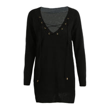 Off White Women Knitted Sweater And Pullover Drawstring Neck Jumper Split Long Sleeve Lace Up Sweater Loose Long Top Pull Femme