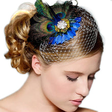 Peacock Feather Rhinestone Hairpin Hair Clips Dance Party Wedding Hair Band Wear