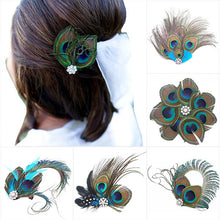 Peacock Feather Rhinestone Hairpin Hair Clips Dance Party Wedding Hair Band Wear