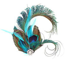 Peacock Feather Rhinestone Hairpin Hair Clips Dance Party Wedding Hair Band Wear