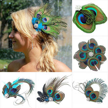 Peacock Feather Rhinestone Hairpin Hair Clips Dance Party Wedding Hair Band Wear