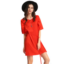 Plus Size Women Elegant Dress Solidcolor V Neck Party Dresses Half Sleeve Strap OL Casual Mini Dress Green / Watermelon Red