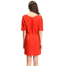 Plus Size Women Elegant Dress Solidcolor V Neck Party Dresses Half Sleeve Strap OL Casual Mini Dress Green / Watermelon Red
