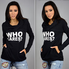 Plus Size Women Hoody Sweatshirt Women Who Cares Letter Print Hoodies Long Sleeve Casual Hooded Sweatshirts GV288