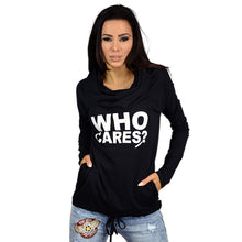 Plus Size Women Hoody Sweatshirt Women Who Cares Letter Print Hoodies Long Sleeve Casual Hooded Sweatshirts GV288