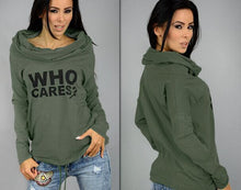 Plus Size Women Hoody Sweatshirt Women Who Cares Letter Print Hoodies Long Sleeve Casual Hooded Sweatshirts GV288
