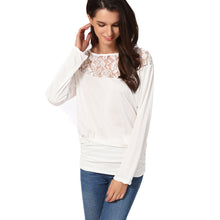 Plus size S-XL T Shirt New fashion Women's O Neck Lace Crochet Tee Shirts Long Sleeve Sexy Tops For Women White/Black Shirt