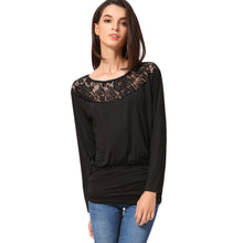 Plus size S-XL T Shirt New fashion Women's O Neck Lace Crochet Tee Shirts Long Sleeve Sexy Tops For Women White/Black Shirt