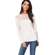 Plus size S-XL T Shirt New fashion Women's O Neck Lace Crochet Tee Shirts Long Sleeve Sexy Tops For Women White/Black Shirt