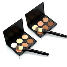Popfeel 6 Colors Contour Palette Powder Professional Face Concealer Primer Bronzer & Highlighter Contouring + Powder Brush Set
