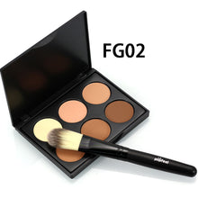 Popfeel 6 Colors Contour Palette Powder Professional Face Concealer Primer Bronzer & Highlighter Contouring + Powder Brush Set