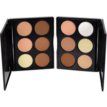 Popfeel 6 Colors Contour Palette Powder Professional Face Concealer Primer Bronzer & Highlighter Contouring + Powder Brush Set
