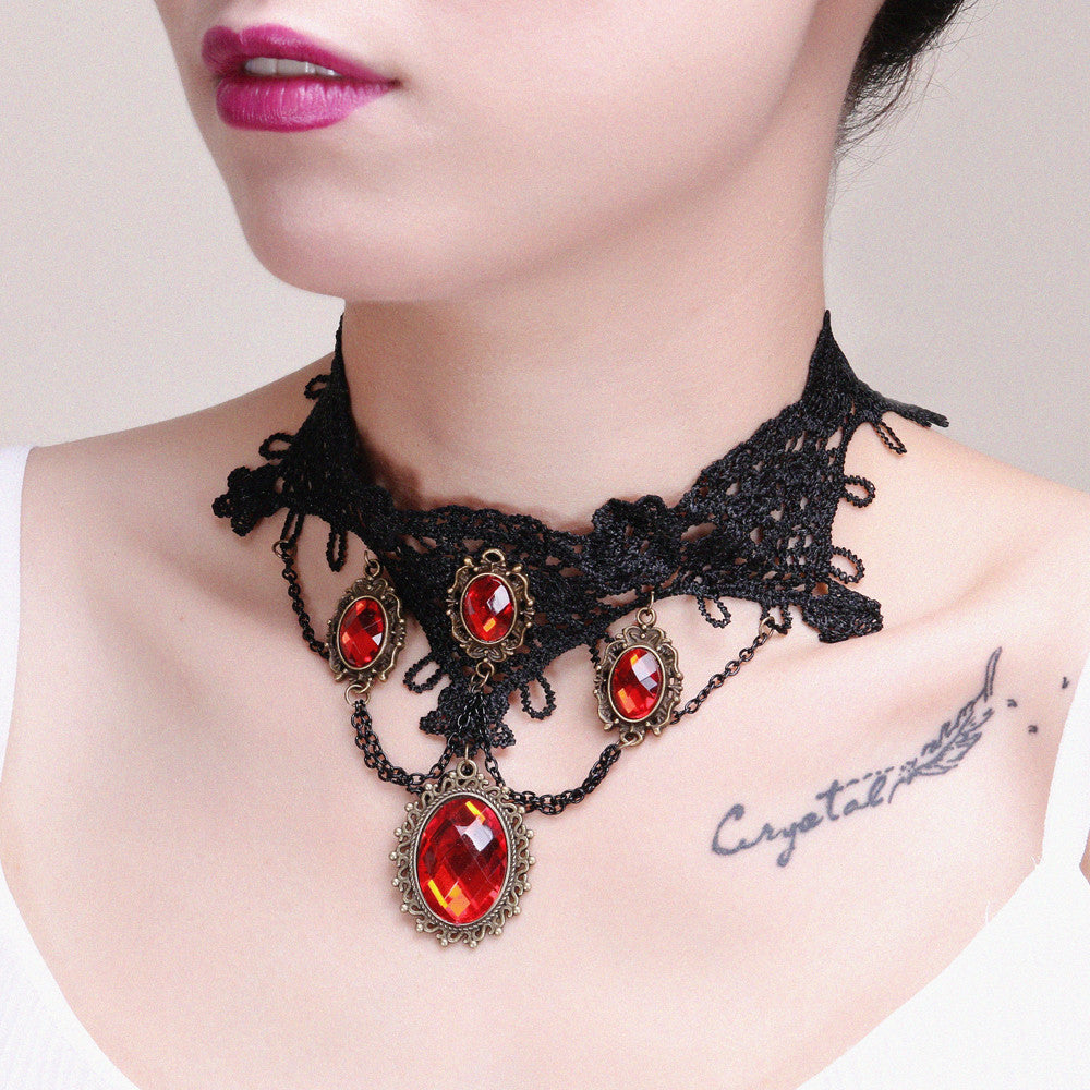 Punk Lace Choker Unique Wide Body Chains Women Hollow Out Gothic Necklace Multilayer Chain Elegant Party Jewelry Accessories