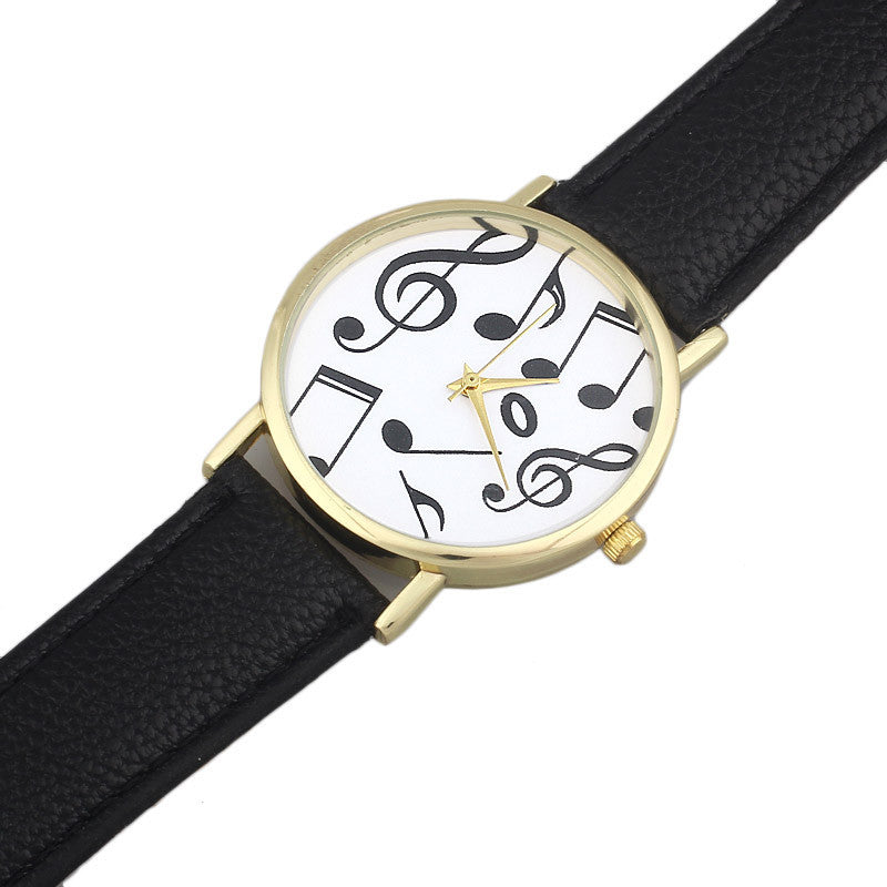 Relojes Mujer Casual Musical Notes Women Men Leather Band Analog Quartz Dial Wristwatch As Gift Relogio feminino