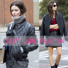 Retro Faux Leather Quilting Bomber Quilted Jacket Women V neck Long sleeve Short Parka Coat Outwear Overcoat Femme