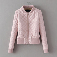Retro Faux Leather Quilting Bomber Quilted Jacket Women V neck Long sleeve Short Parka Coat Outwear Overcoat Femme
