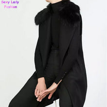 Retro Removable Faux Fur Wool blend Mid Long Vest Women Notched Sleeveless Suit Loose Gilet Waistcoat Tops Black