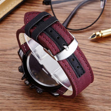 Sport Watches Men Luxury Brand Red Canvas Strap Men Army Military Wristwatches ClockQuartz Watch Relogio Masculino