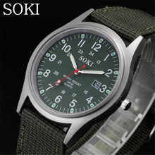 Fashion Sport Outdoor Men's Date Quartz Analog Wrist Watch Military Sports Nylon Strap Unisex Army Style Watch Homme Reloj