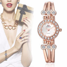 Brand Watch Women Fashion Rose Gold Quartz Watch Luxury Rhinestone Bracelet Watches Hour Clock relojes relogio feminino