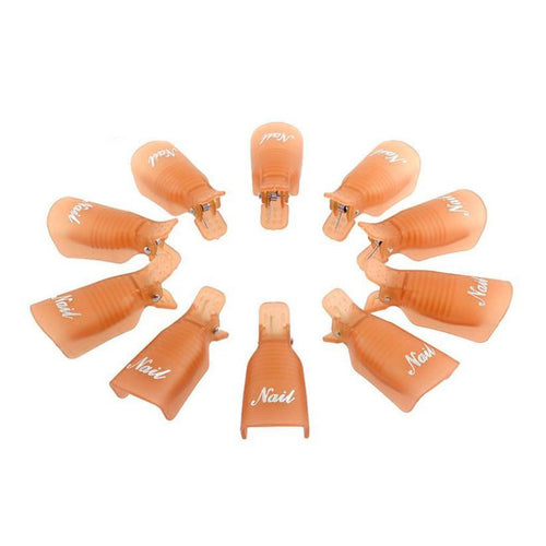 10pc UV Gel Polish Remover Wrap Tool Plastic Nail Art Soak Off Cap Clip & s