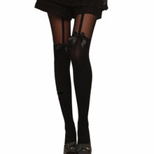 Women Clothing Vintage Tights Bow Pantyhose Tattoo Mock Bow Suspender Sheer Stockings