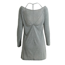Sexy Back Backless Women T Shirt Dress O Neck Long Sleeve Solid Casual Dress Elegant Ladies Party Mini Dresses XL Vestido