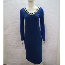 Sexy Bodycon Dress Deep V Knitted Dress Women Long Sleeve Slim Casual Dress Elegant Midi Pencil Party Dresses Plus Size